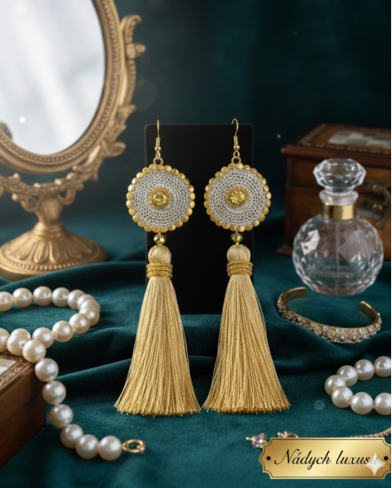 Háčkované dizajnové náušnice "Nádych luxusu"